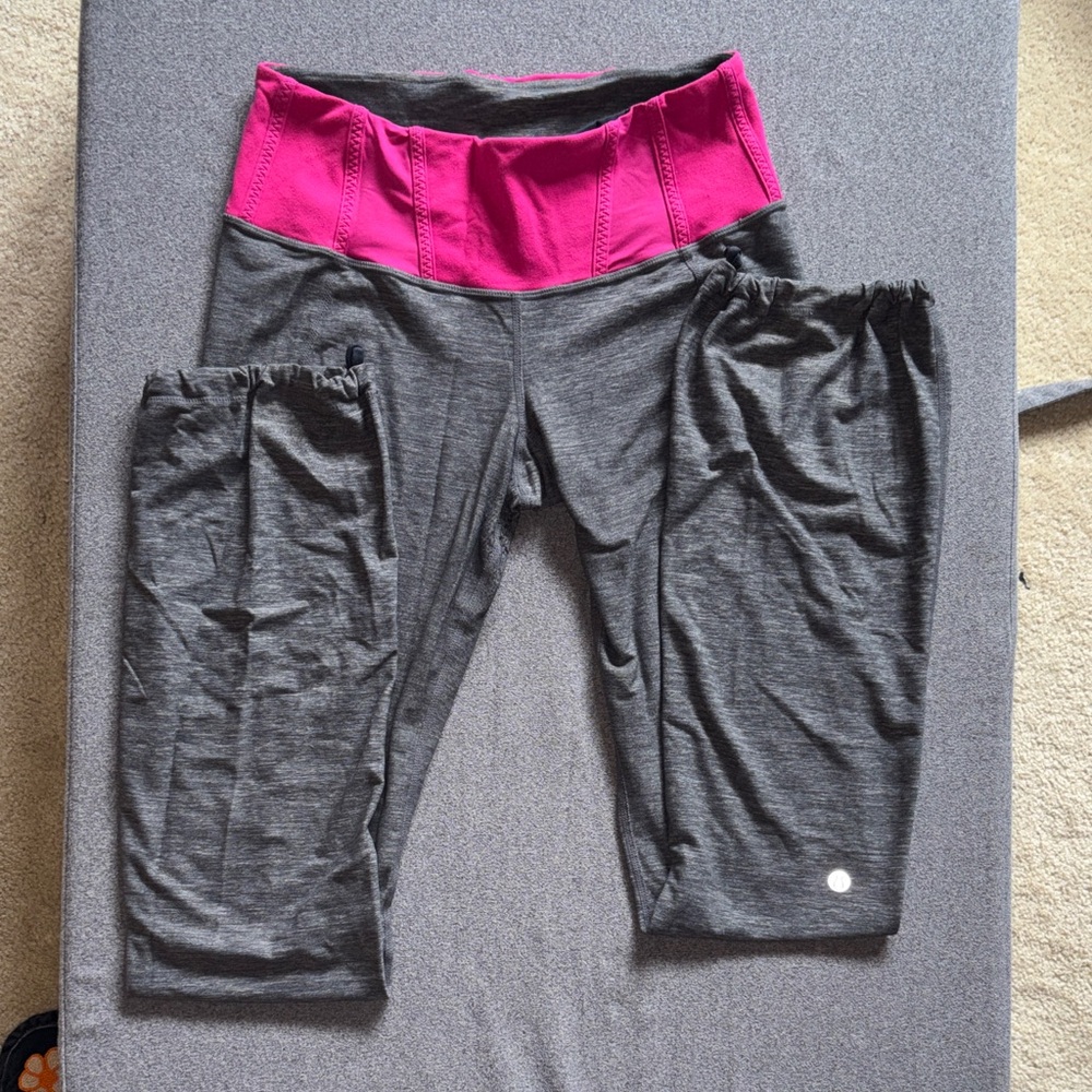 lululemon athletica Gray Capris with Pink Waistband